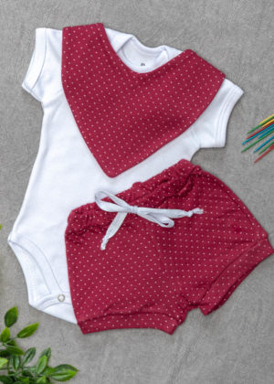 Conjunto body shorts babador bebe infantil ropek loja