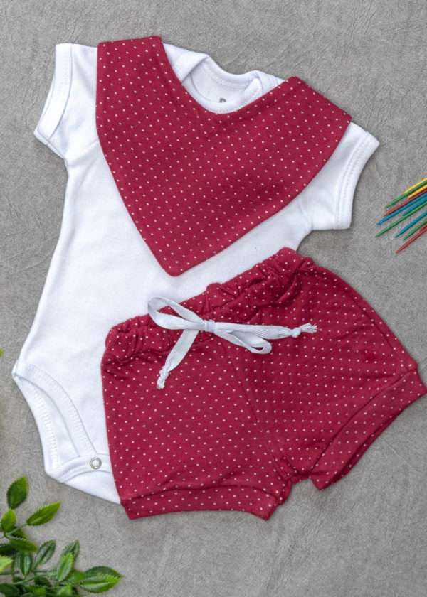 Conjunto body shorts babador bebe infantil ropek loja