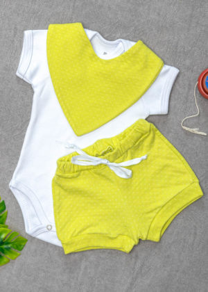 Conjunto body shorts babador bebe infantil ropek loja