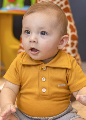 Body Gola Polo Algodão Bebê Caramelo