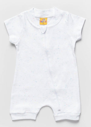 Macacão Bebê Verão Algodão Branco Botone