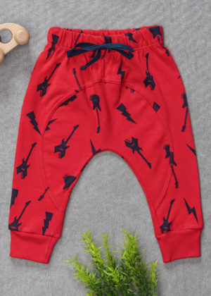 Calça Saruel Infantil Algodão Vermelho Rock