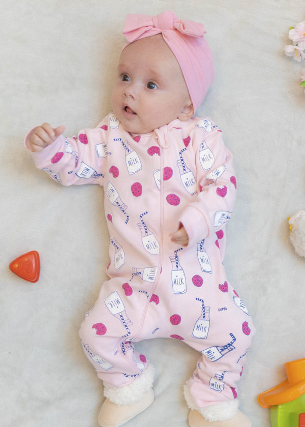 Macacão Bebê Algodão Rosa Milk - Imagem 3