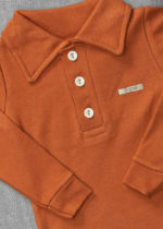 body manga longa gola polo ferrugem
