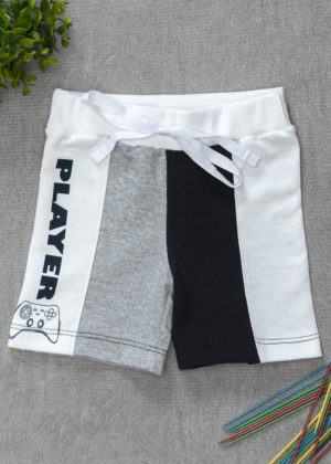 short bermuda player preto e cinza