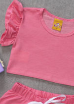 conjunto infantil babado rosa