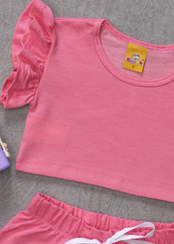 conjunto infantil babado rosa