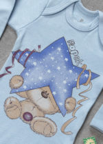 conjunto manga azul estrelas urso