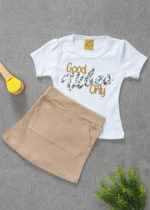 conjunto short saia nude