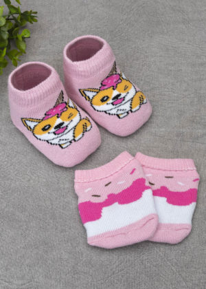 kit meia e luva cachorrinha sorvete
