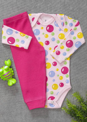 conjunto longo algodão rosa bolha
