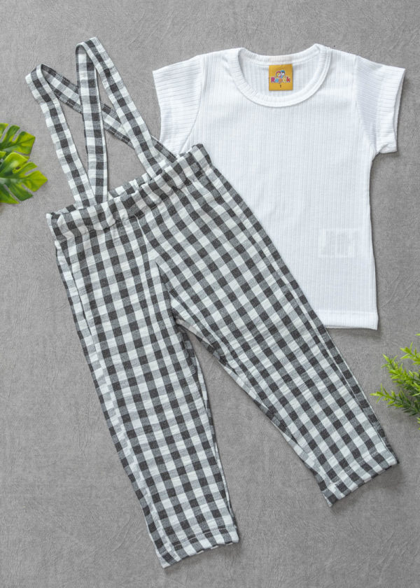 conjunto suspensório xadrez preto