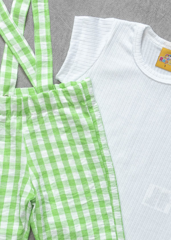 conjunto suspensório xadrez verde