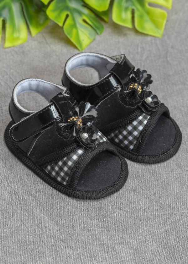 sandalia preto verniz