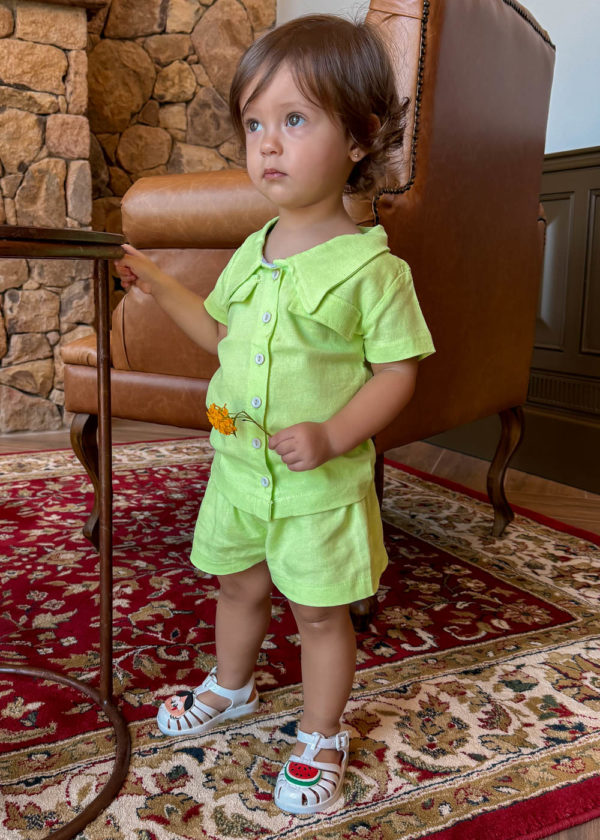 conjunto infantil moda bebe gola polo shorts camisa viscolinho ropek loja
