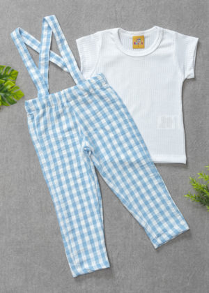 conjunto suspensório xadrez azul