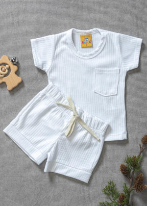 conjunto infantil canelado branco gelo