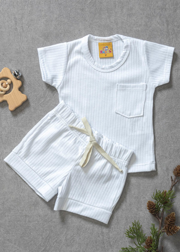 conjunto infantil canelado branco gelo