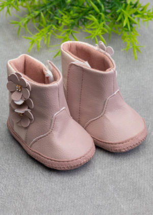 Bota Bebê Nude Flores Menina