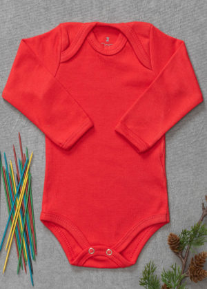 Body Bebê Algodão Manga Longa Vermelho (2 e 3 anos)