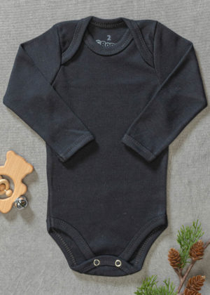 Body Bebê Algodão Manga Longa Preto (2 e 3 anos)