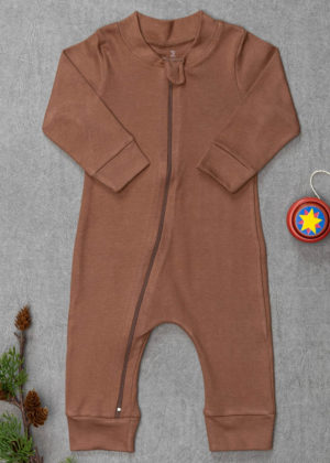 Macacão Infantil Algodão Marrom Liso (2 e 3 Anos)