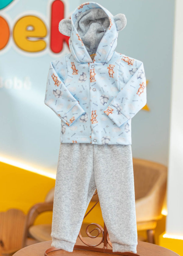 Conjunto Infantil Soft Capuz Urso Balões - Imagem 5