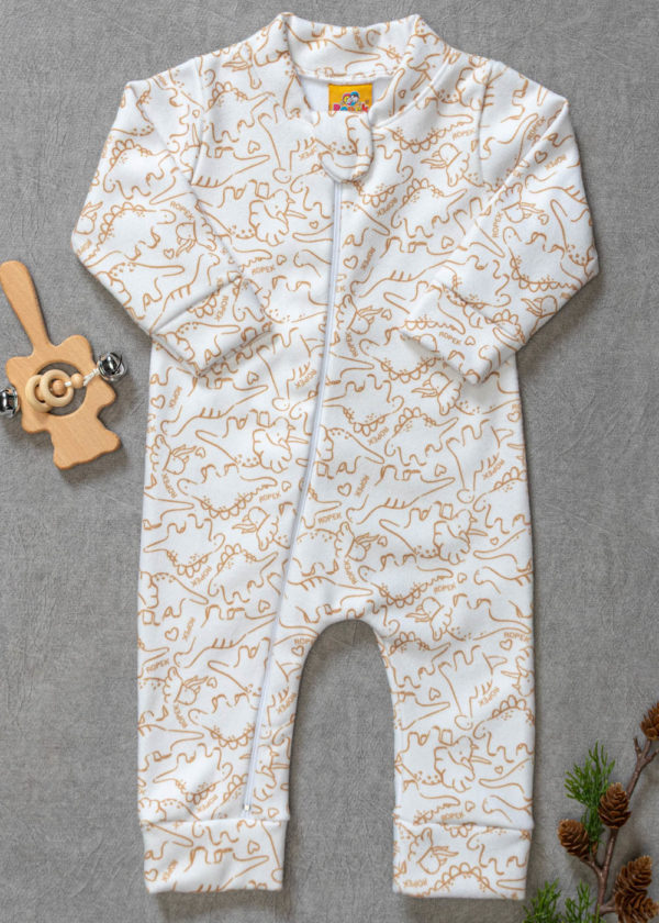 Macacão soft quentinho perfeito para inverno na estampa de dinossauros