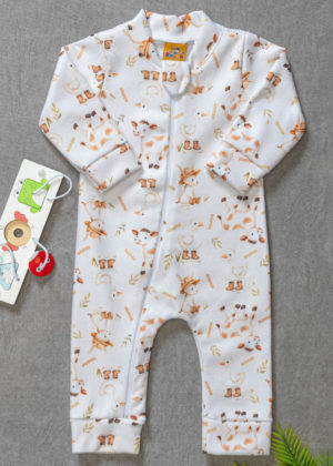 Macacão soft quentinho perfeito para inverno na estampa de Animais de Fazendinha