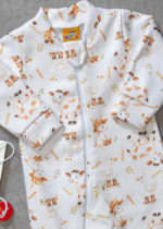 Macacão soft quentinho perfeito para inverno na estampa de Animais de Fazendinha