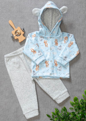 Conjunto Infantil Soft Capuz Urso Balões