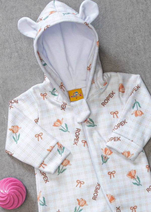 Macacão Bebê Soft Capuz Laços e Flores - Imagem 2