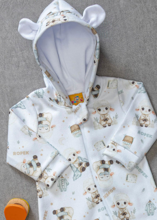 Macacão Bebê Soft Capuz Ovelhinha de Pijama - Imagem 2