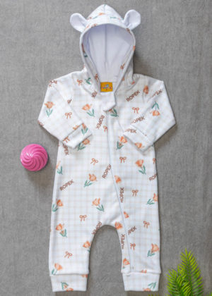 Macacão Bebê Soft Capuz Laços e Flores