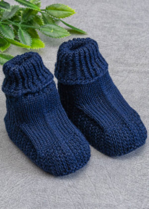 Meia Tricot Bebê Recém Nascido Marinho
