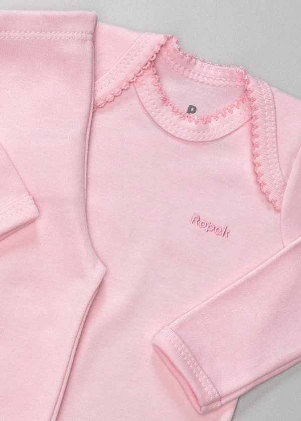 Kit Presente Bebê 4 Peças Conjunto Mais Touca e Luvas Rosa - Imagem 2
