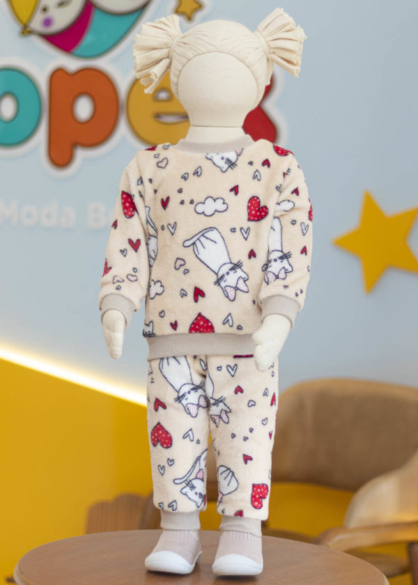 Conjunto Infantil Microfibra Teddy Gatinha - Imagem 2