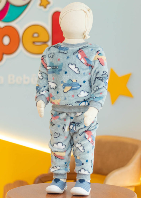 Conjunto Infantil Microfibra Teddy Avião - Imagem 7