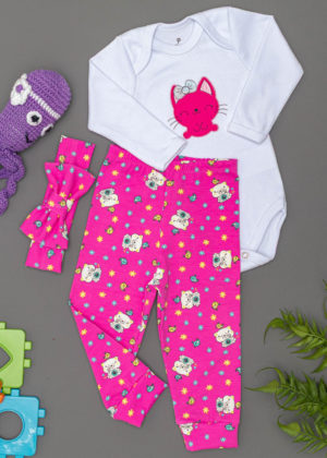 conjunto 3 peças bordado